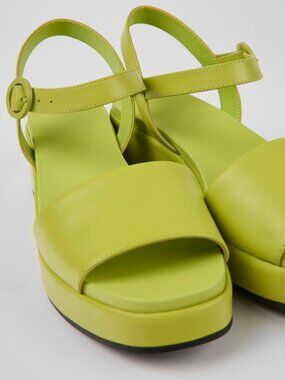 Camper - Lime Green Leather Wedge Sandals